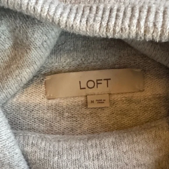 LOFT Gray and White Striped Turtleneck Sweater - Picture 2 of 5
